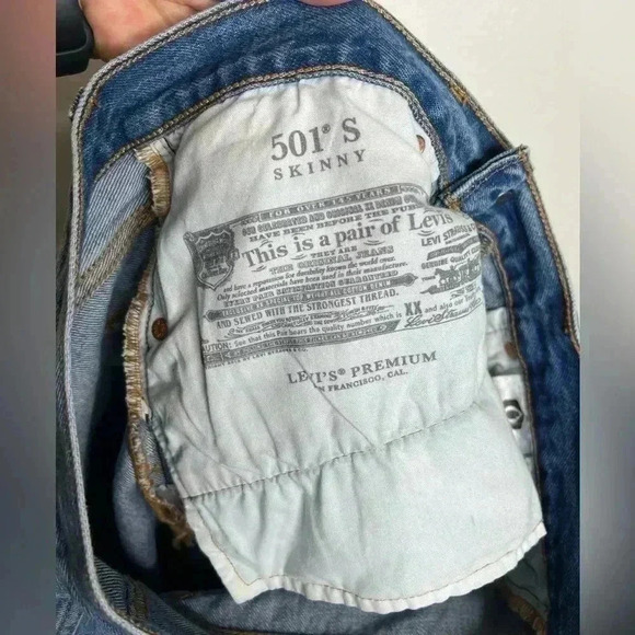 LEVIS Premium 501 S Skinny Distressed Jeans 31 - Picture 8 of 9
